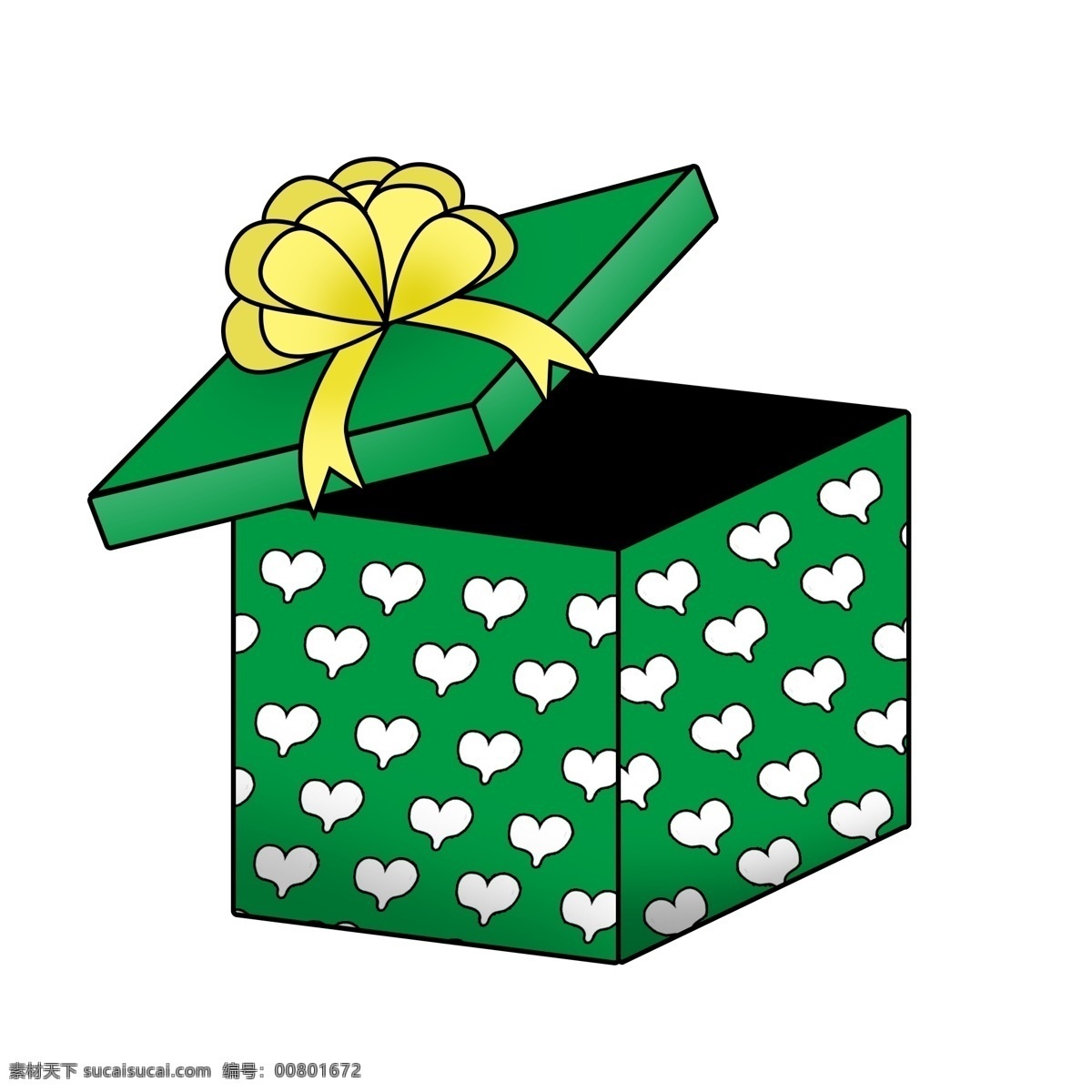 表白 日 绿色 礼物 盒 手绘 卡通 装饰 表白日 礼物盒 盒子