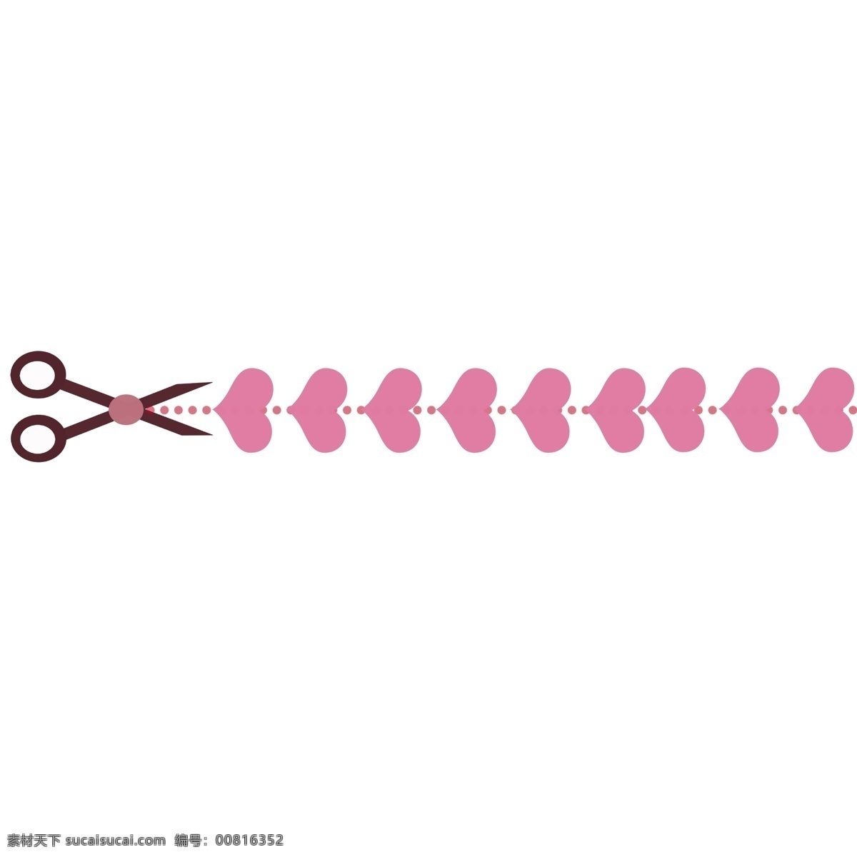 卡通 剪子 分割线 插画 心形分割线 粉红色心形 粉色 圆点 直线分割线 装饰分割线 剪子分割线 精美分割线