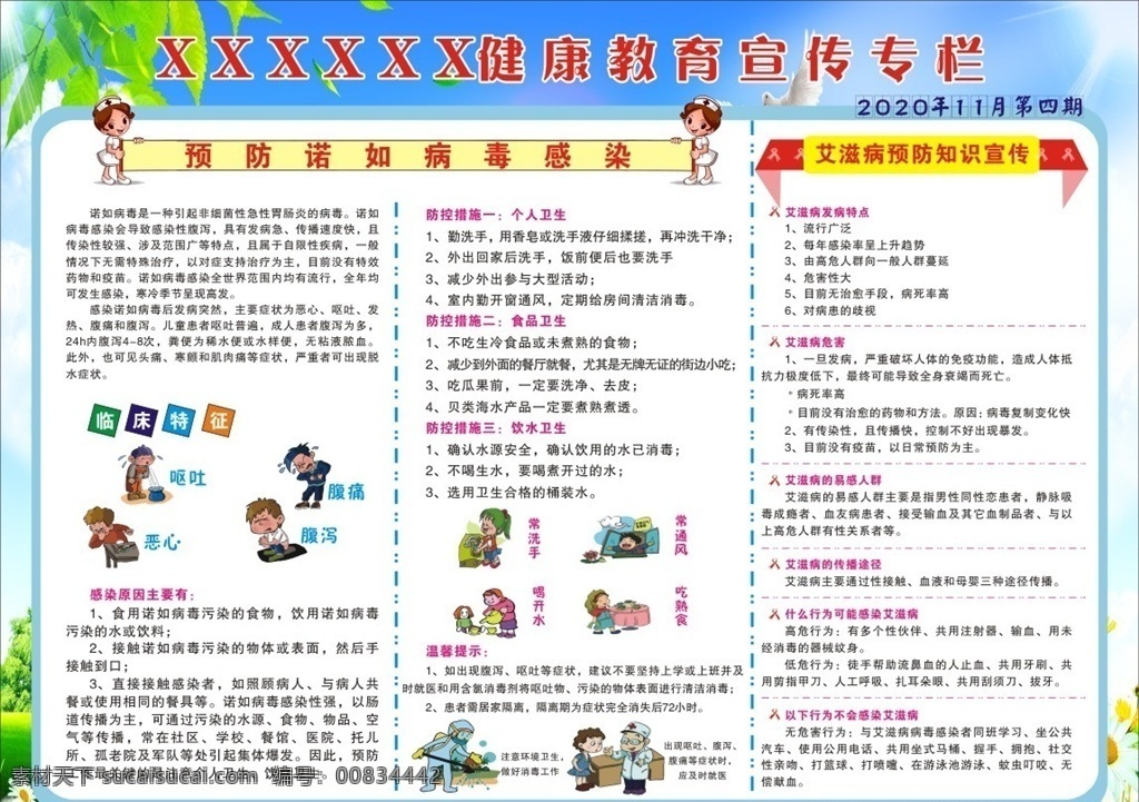 健康教育 宣傳 專欄 宣傳欄 預(yù)防 諾如病毒 感染