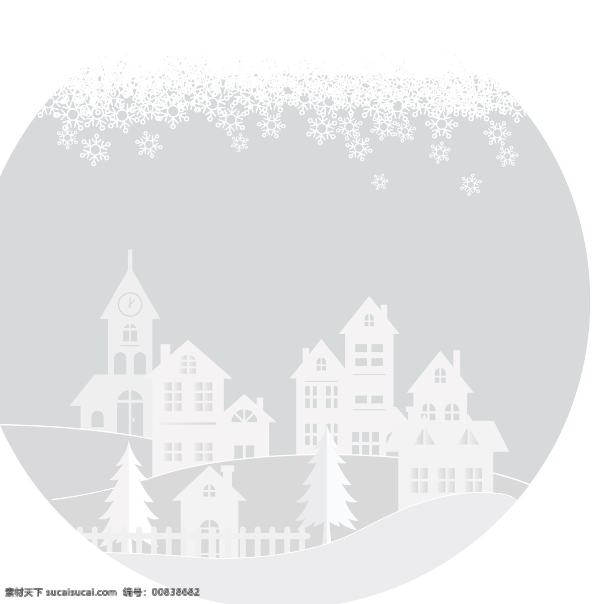 雪花 房子 圣诞图片 圣诞 雪景 矢量 卡通