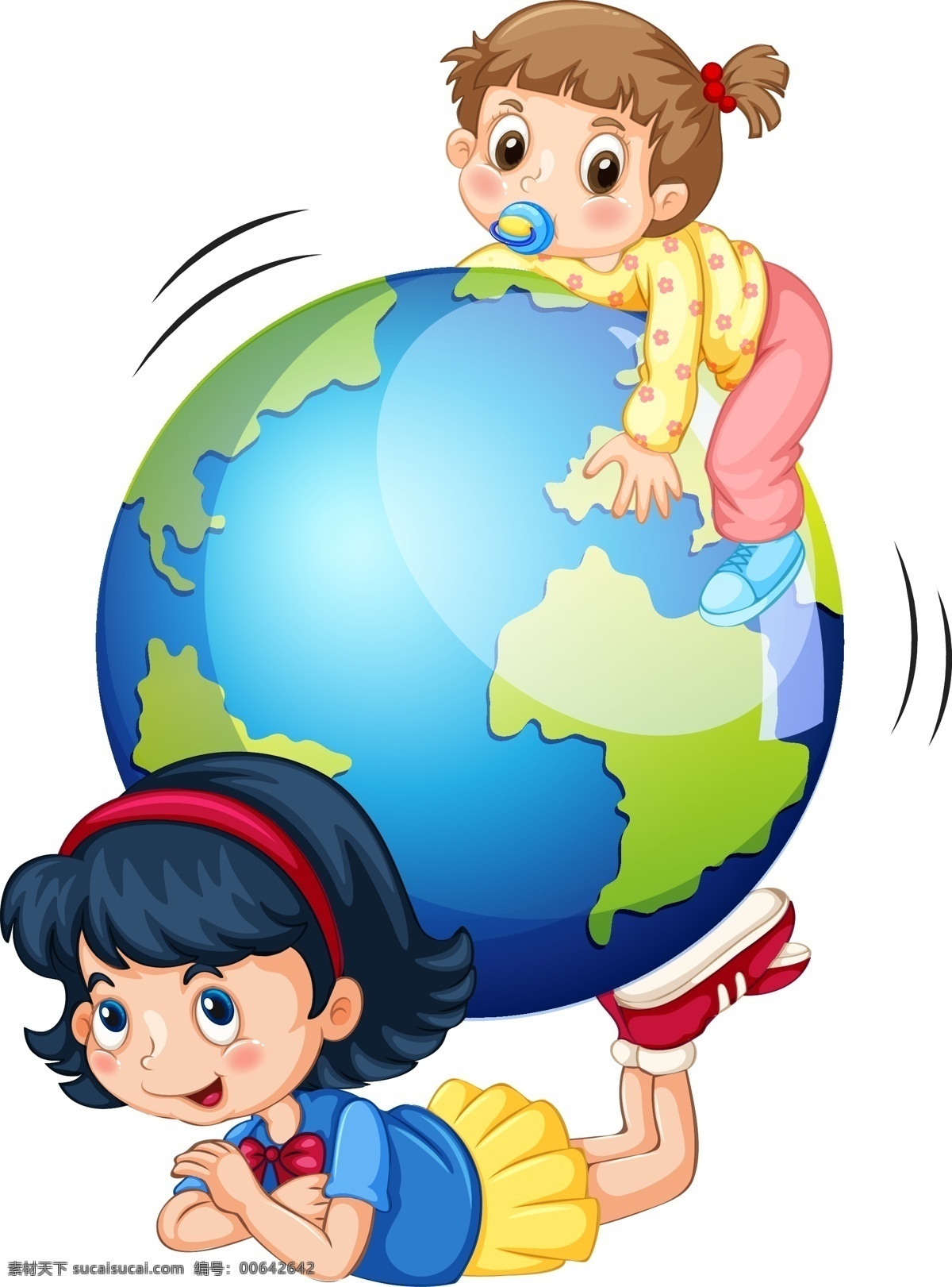 孩子和地球 可愛 卡通 孩子 地球 白色