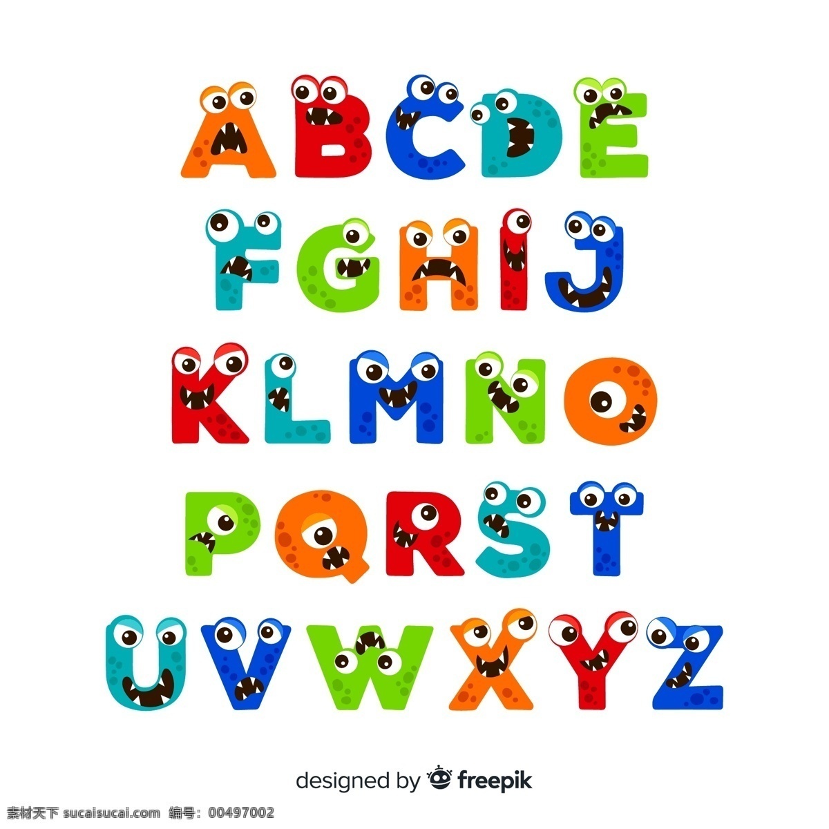 创意 怪兽 字母 英文字母 艺术字 矢量 高清图片