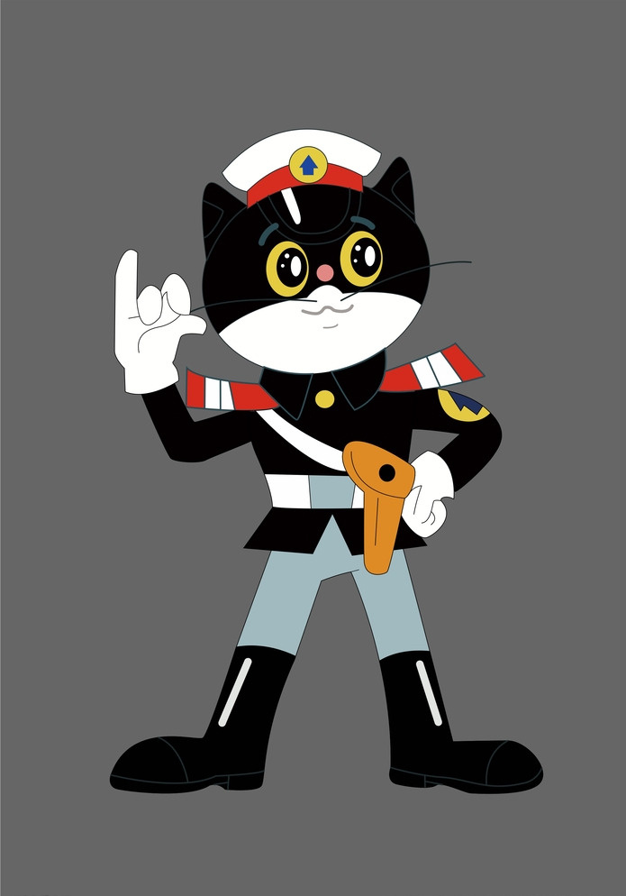 黑猫警长 猫 老鼠 警察 动画 童年 90年代 动漫动画 动漫人物 灰色