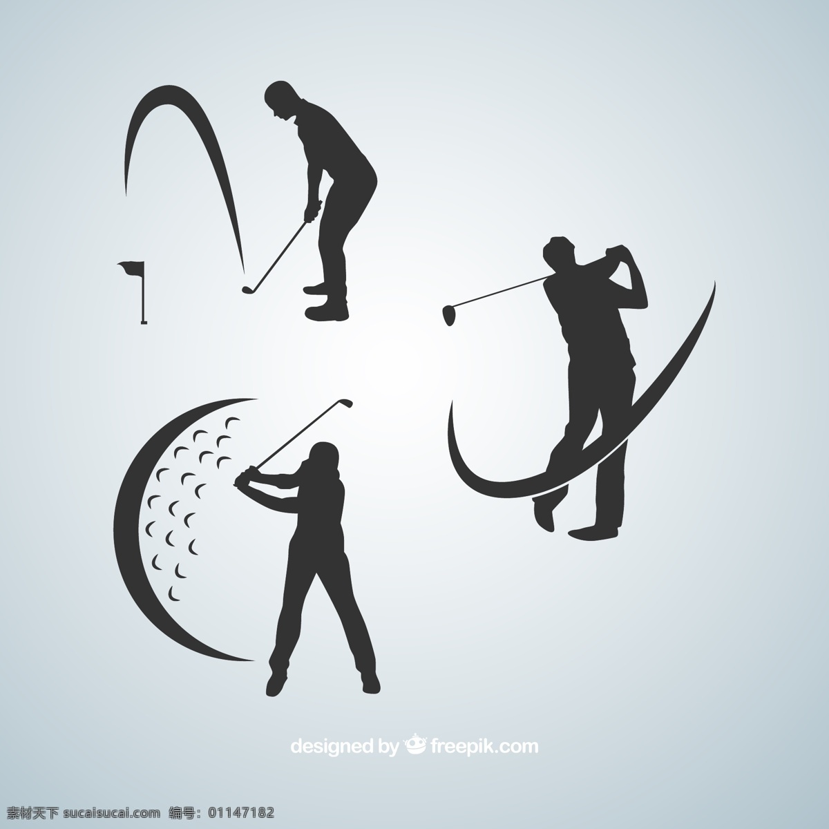 高尔夫 球手 剪影 挥杆 运动 高尔夫球手物 矢量 高清图片