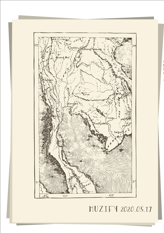 海域 地域 图 素描画 地形 经纬线 地名 手绘稿 标志图标 其他图标