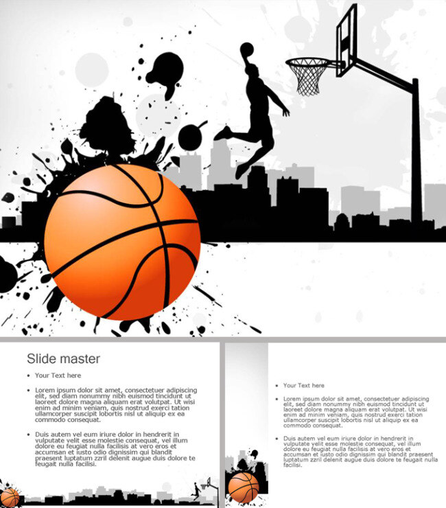 街头篮球 体育运动 模板 城市 剪影 篮球 投篮