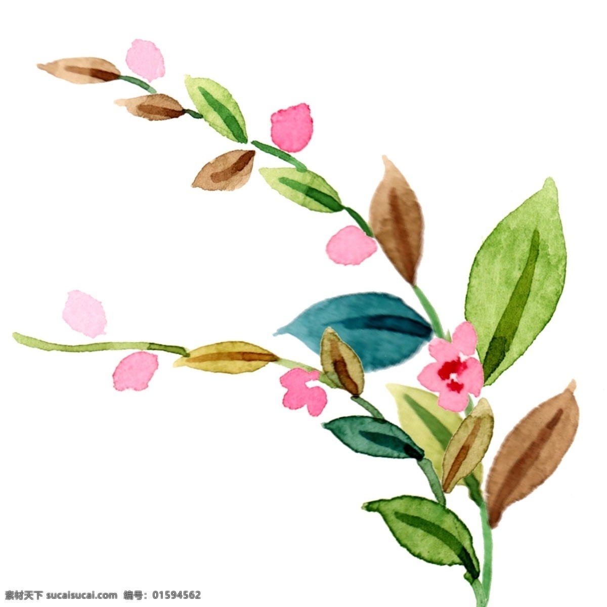 柳葉 小花 創(chuàng)意 植物 元素 柳條 粉色小花 創(chuàng)意植物 植物元素 葉子