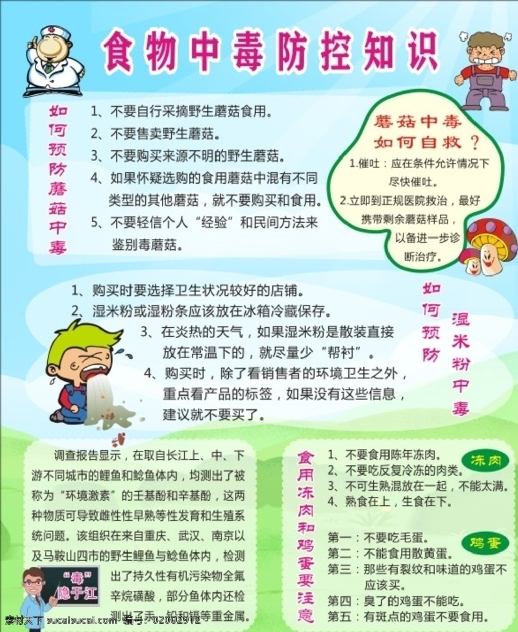 食物中毒 防控 知識 毒蘑菇 長江魚 濕米粉 雞蛋 凍肉