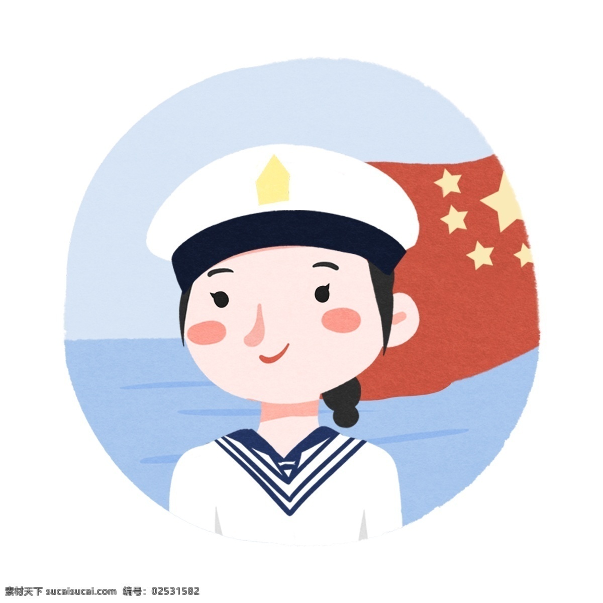 国庆 海军 人物 动态 gif 动图 卡通 红旗 微笑 军人 效果元素