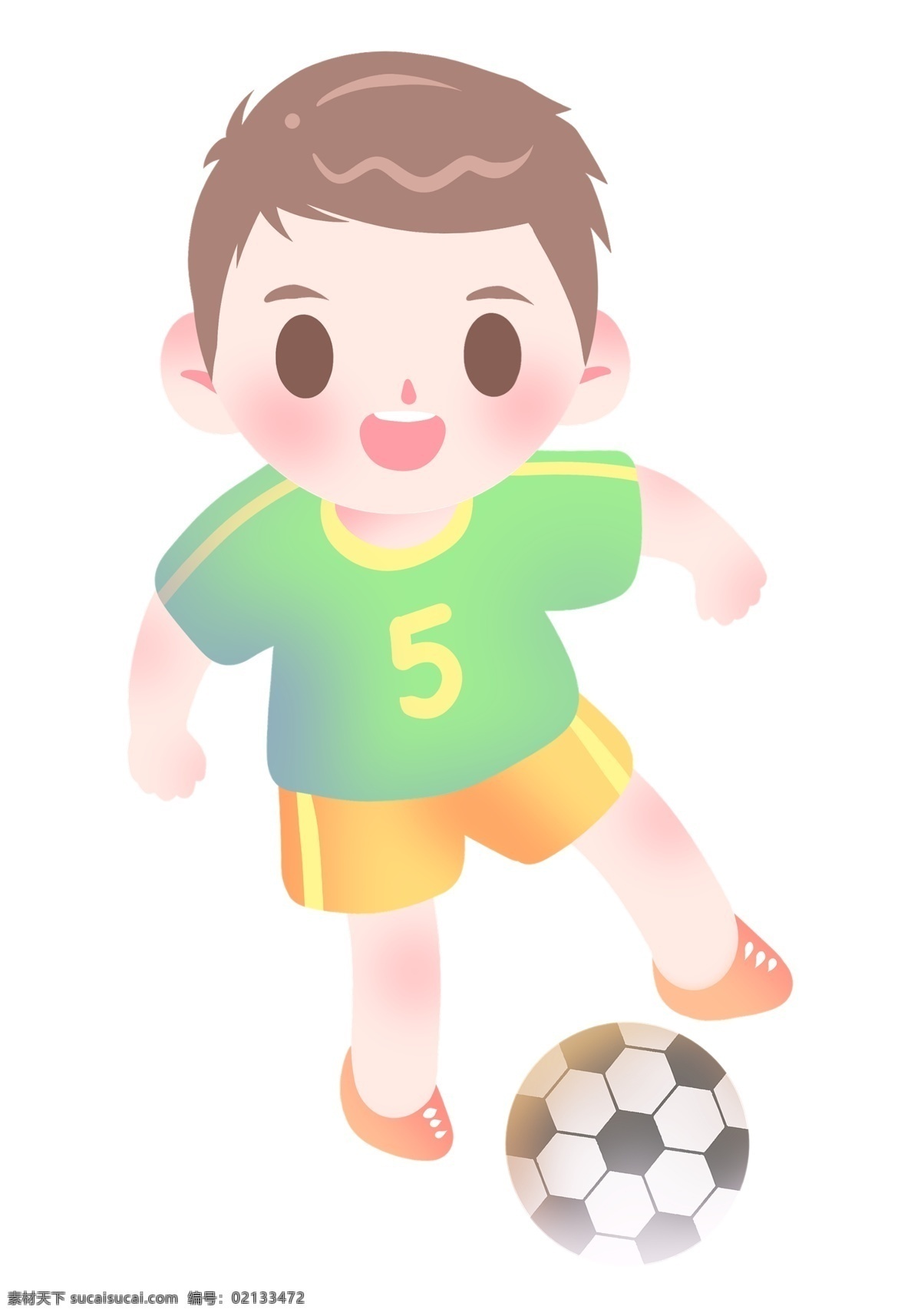 足球 运动 男孩 插画 卡通 小 踢球 足球运动 足球运动员 穿球服男孩 体育运动 踢足球男孩
