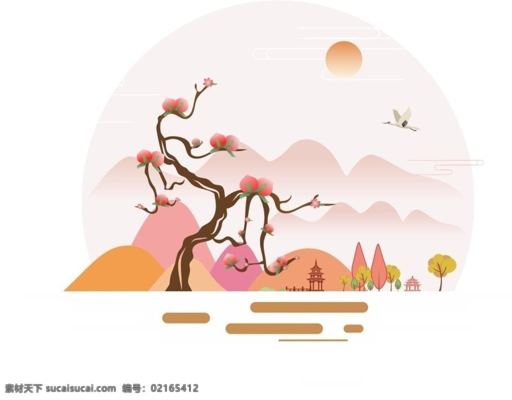 桃 矢量圖片 矢量 桃子 太陽(yáng)山 桃樹(shù) 手繪桃