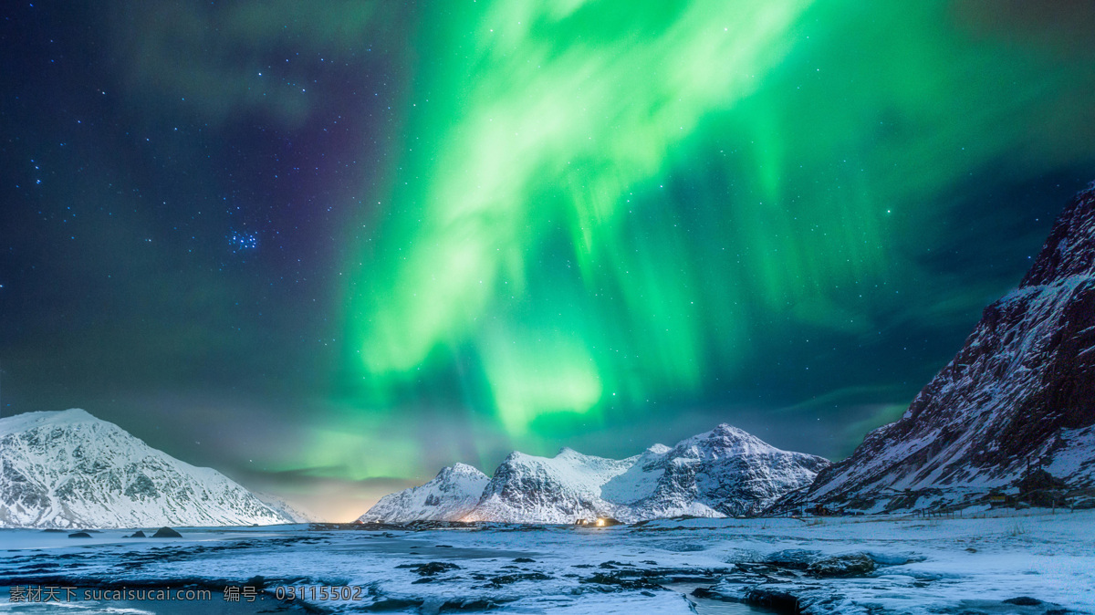 极光图片 极光 北极 雪山 极北 丹麦 自然景观 自然风景