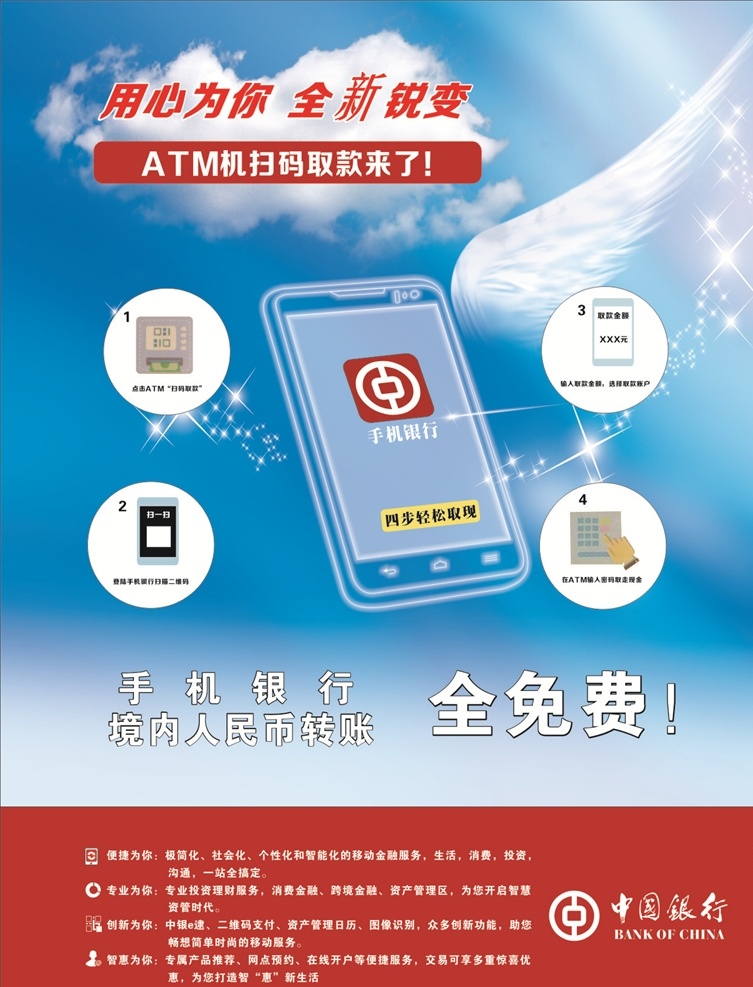 中國銀行 繳費 輕松 海報 流程圖 手機銀行 透明手機 商務金融