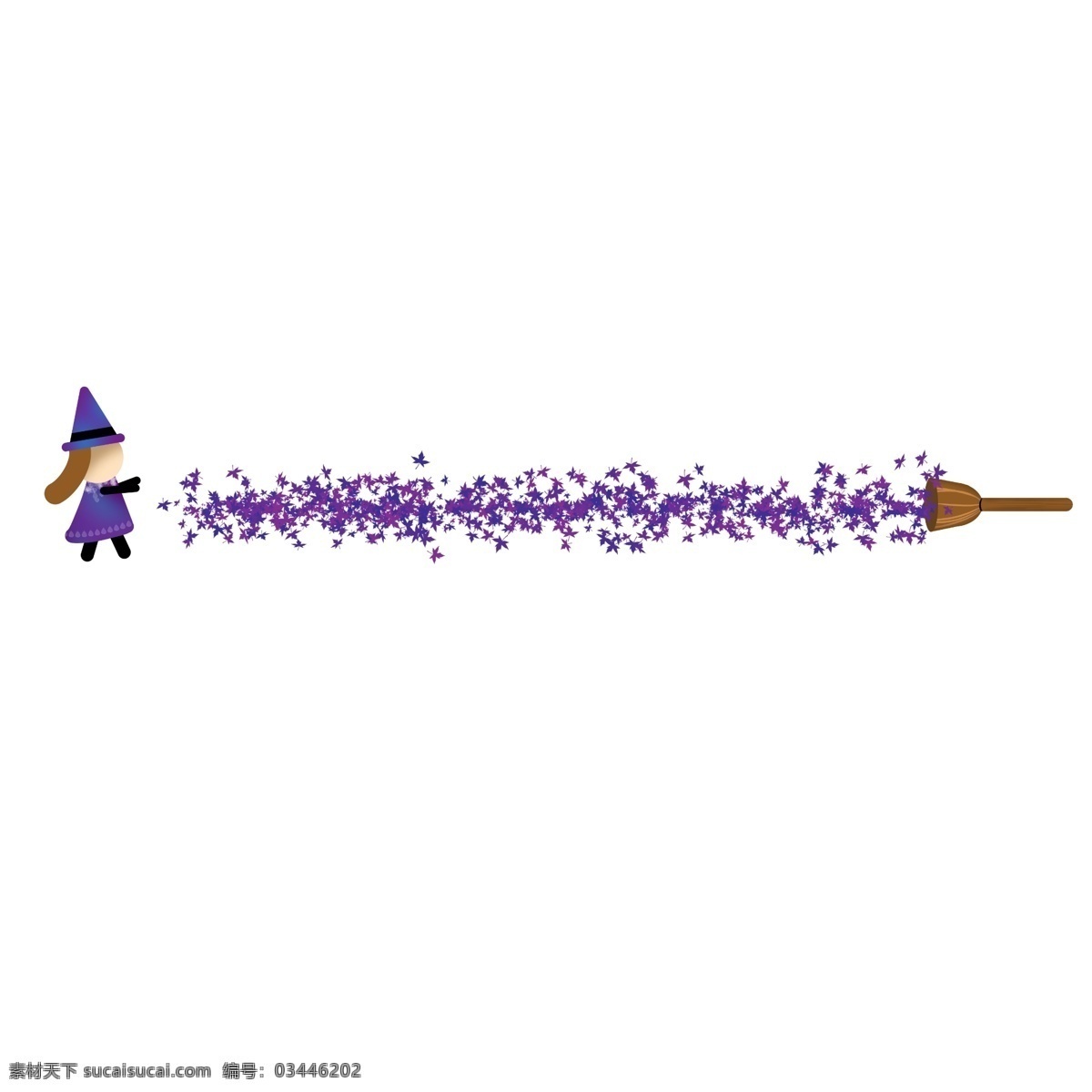魔女 扫帚 分割线 插画 紫色的分割线 魔女分割线 创意分割线 手绘分割线 卡通分割线 分割线装饰