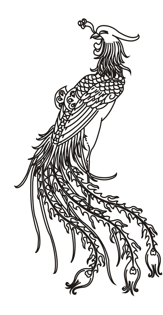鳳凰吉祥紋樣 鳳凰矢量圖 吉祥紋樣 線描鳳凰 工筆鳳凰 鳳凰圖 生物世界