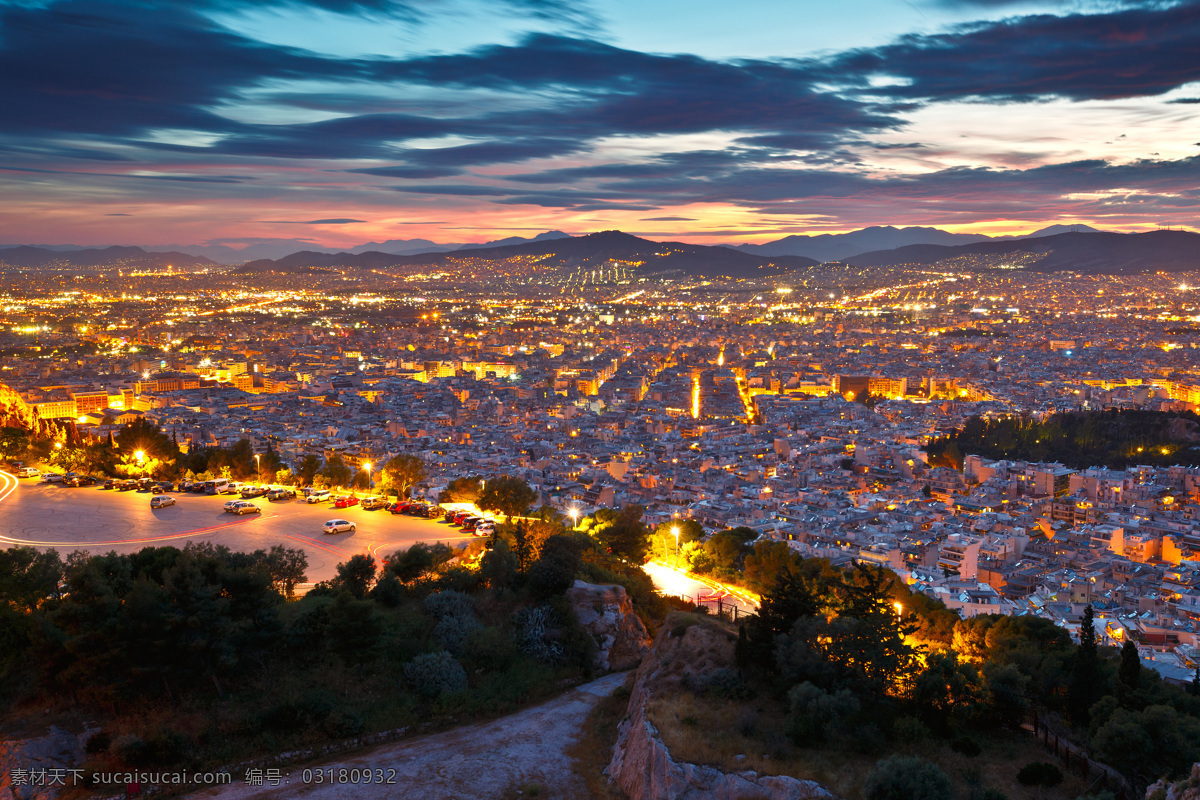 鸟瞰 雅典 夜景 雅典风景 城市夜景 希腊风光 旅游景点 美丽风景 美丽景色 其他类别 生活百科