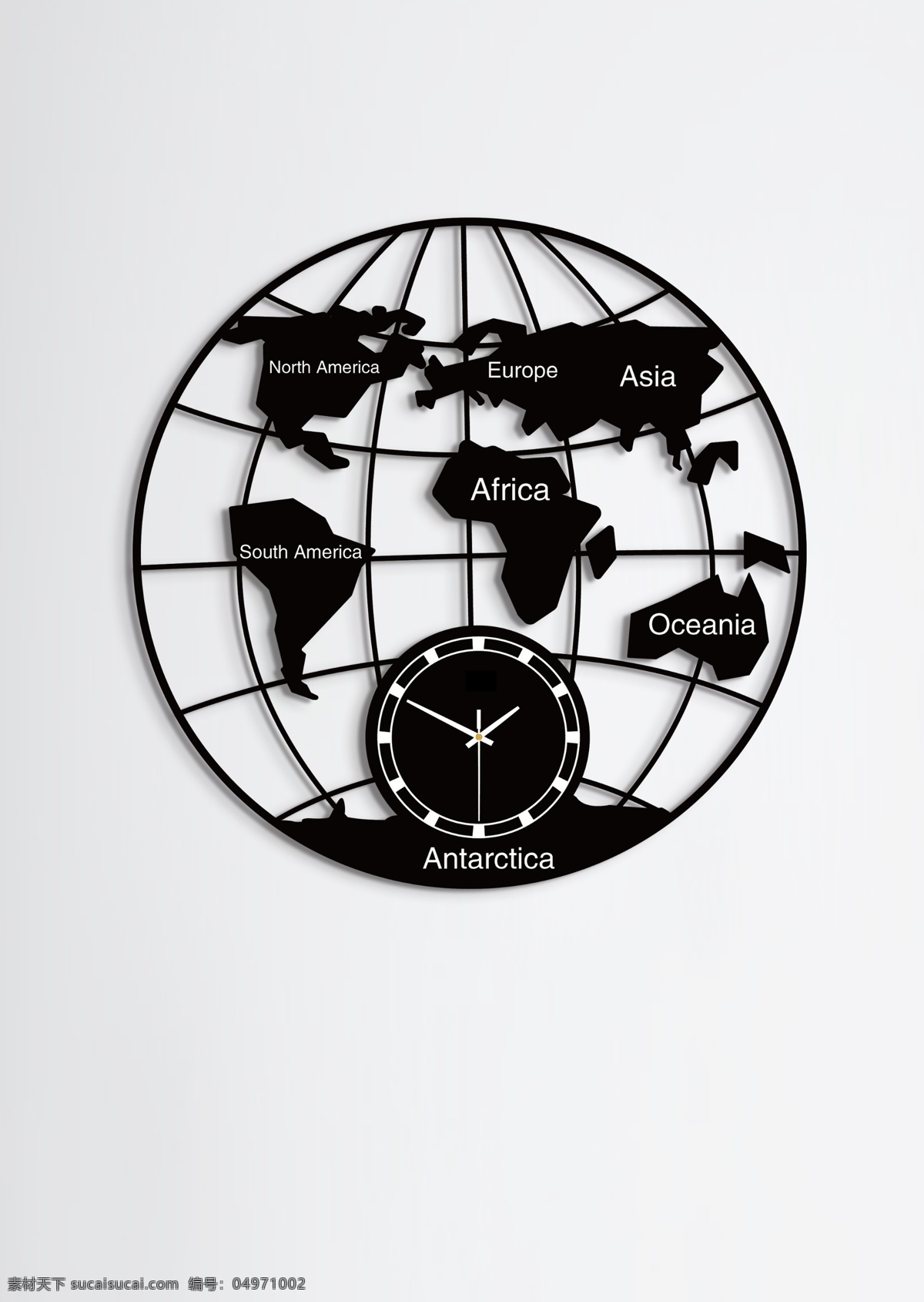 世界地图 创意 黑白 地图 个性 挂钟
