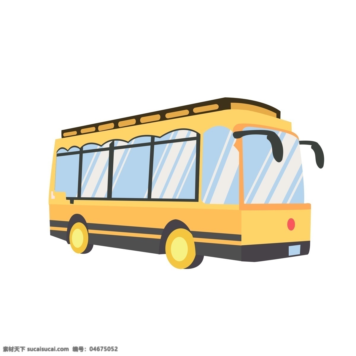 黄色 复古 怀旧 汽车 元素 图 公交 巴士 旅游巴士 旅游车 橙色 免抠 装饰 玻璃 卡通 可爱