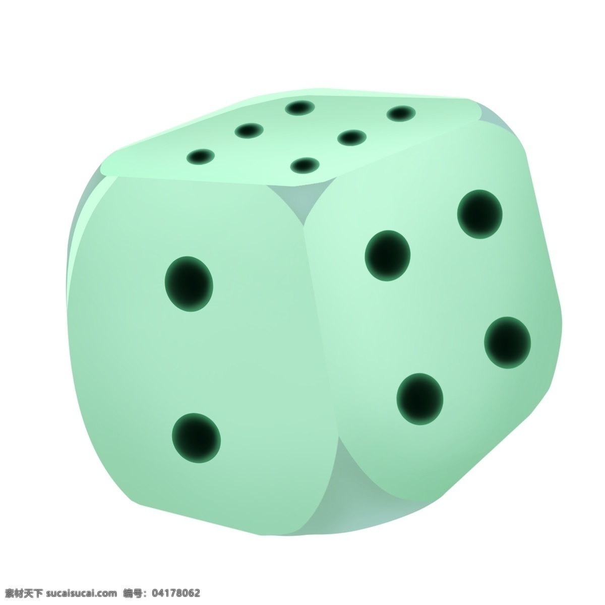 浅绿色 骰子 插画 浅绿色的骰子 正方体的骰子 创意色子道具 二 六 点 色子 麻将游戏道具 黑色的圆点