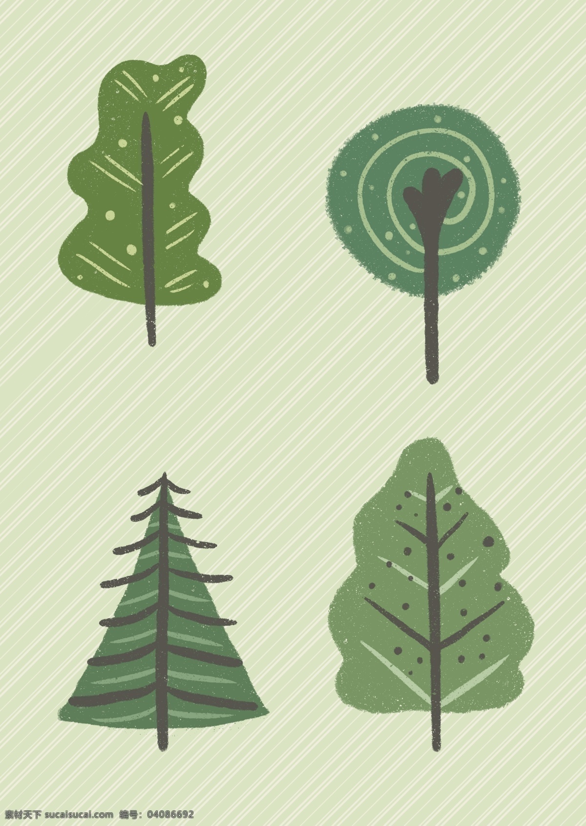 插画树素材 插画 手绘 矢量 树 多种 树木 森林 背景 海报 广告 分层