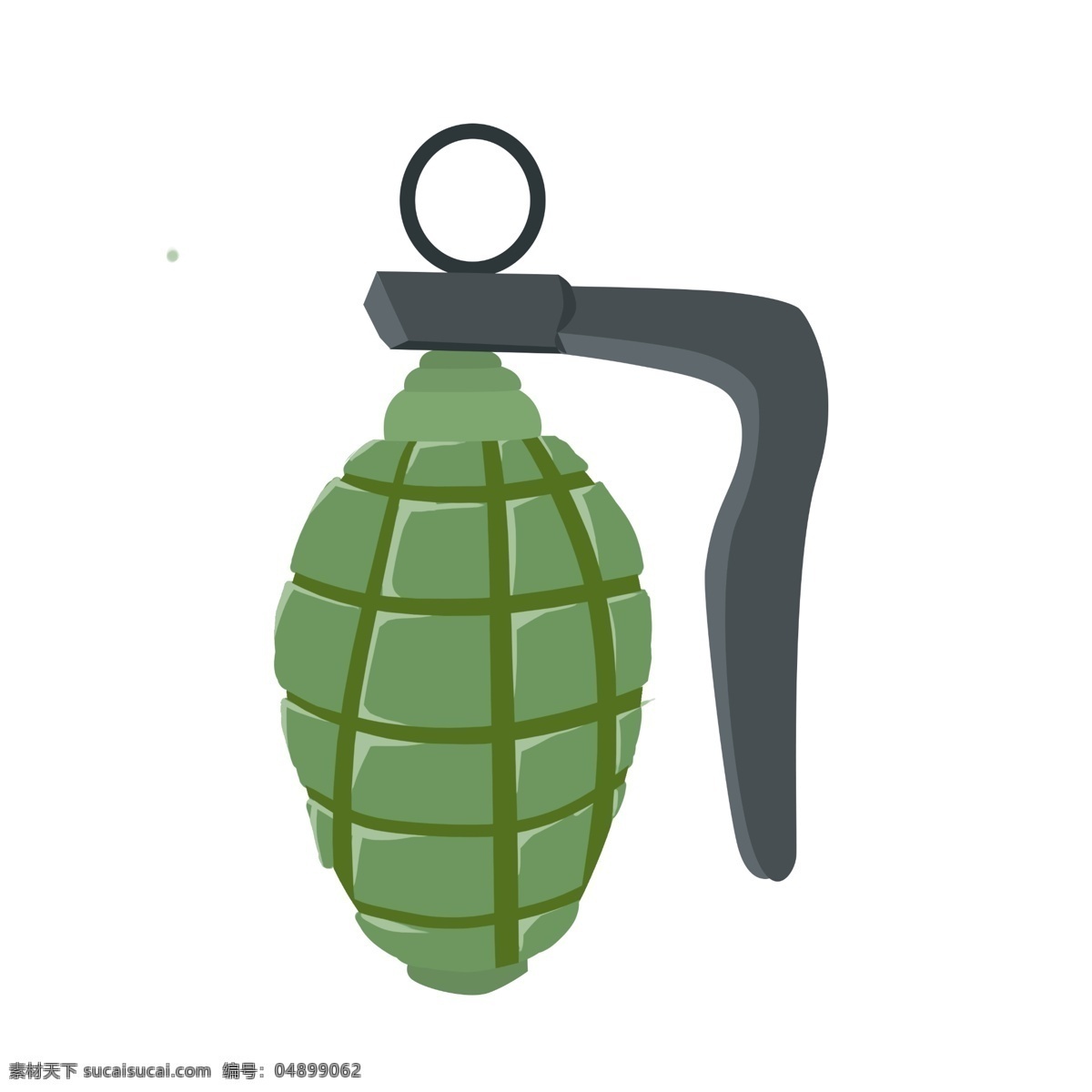卡通 绿色 手榴弹 插画 手榴弹插画 卡通军事装备 绿色武器 卡通手榴弹 创意军事插画 炸弹 黑色的手柄