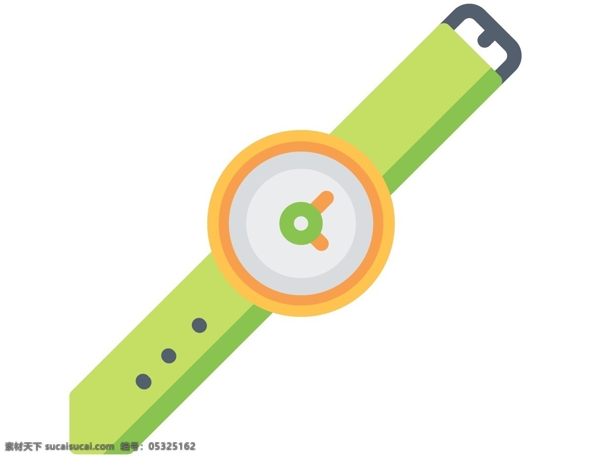 卡通 手表 时间 元素 手绘 小清新 儿童手表 矢量元素 绿色表带 ai元素