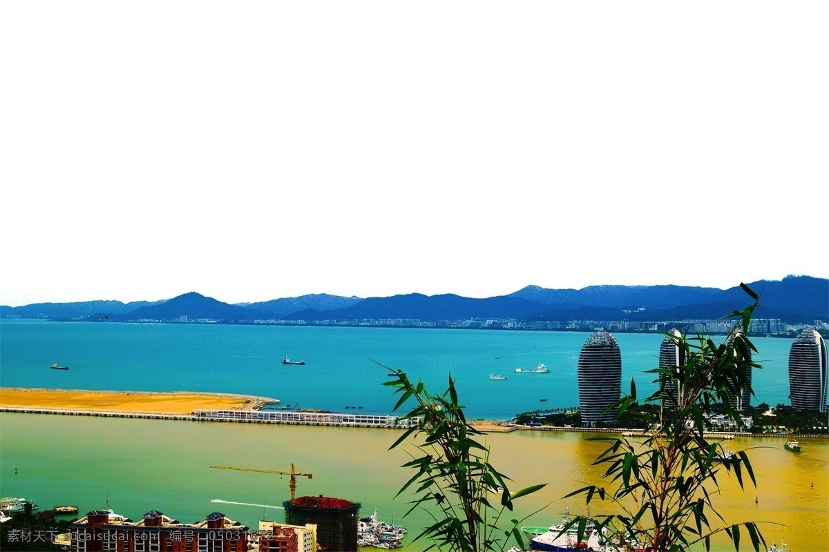 山水 秀麗 自然風(fēng)光 山水風(fēng)景 彩色巖石 群山連綿 自然景觀 大山 山巖 山峰 山谷 峭壁 森林 綠樹 海水