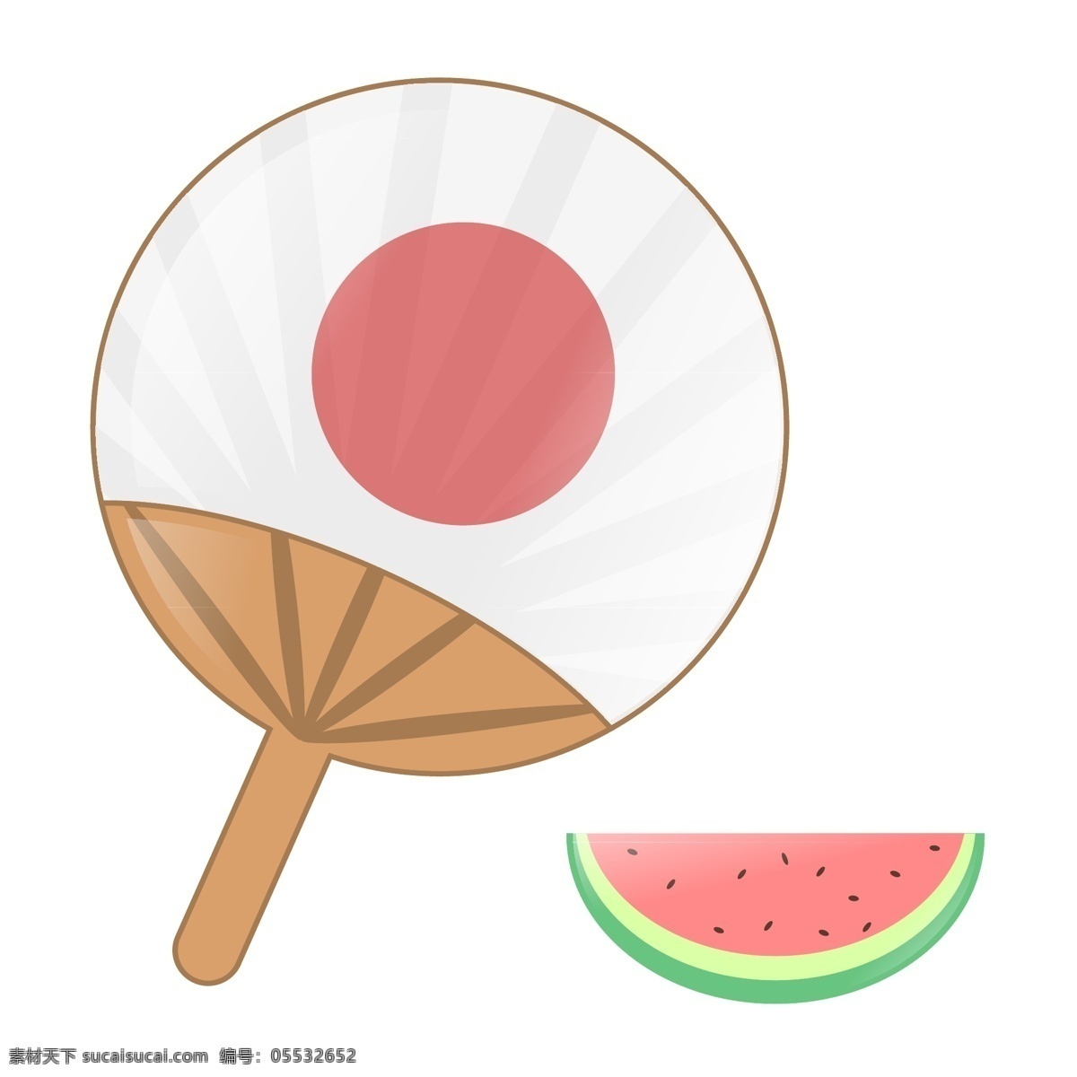 圆形 日本 扇子 插图 夏天的扇子 圆形扇子 漂亮的扇子 卡通扇子 扇子插画 日本扇子 西瓜装饰 解渴的西瓜