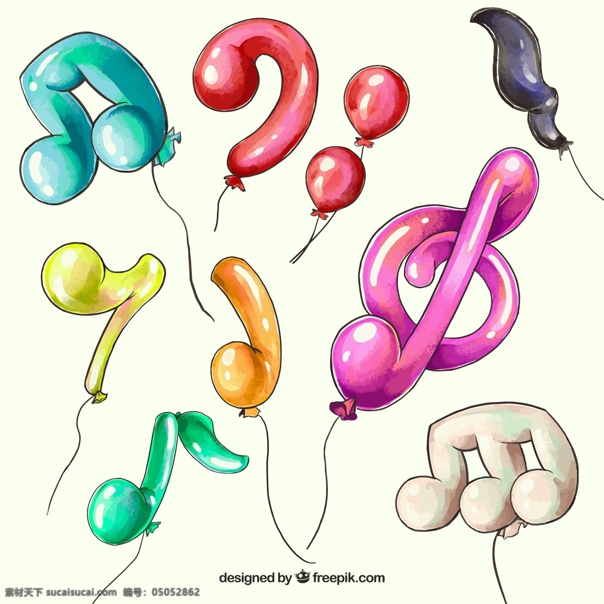 彩绘 音符 气球 音乐 矢量图 矢量 高清图片