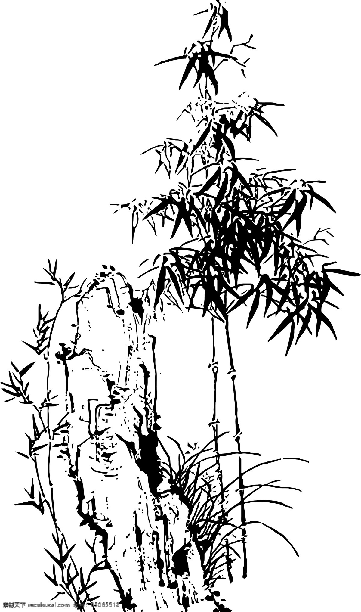 竹子 山石 假山 素描 中國 風 線條 中國風 矢量 原創(chuàng)設計 其他原創(chuàng)設計
