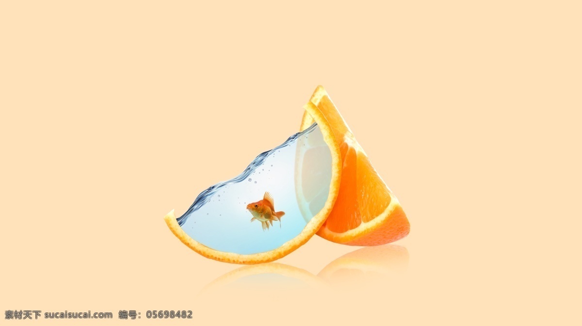 橙子里的金鱼 ps 合成 壁纸 特效海报 ps合成