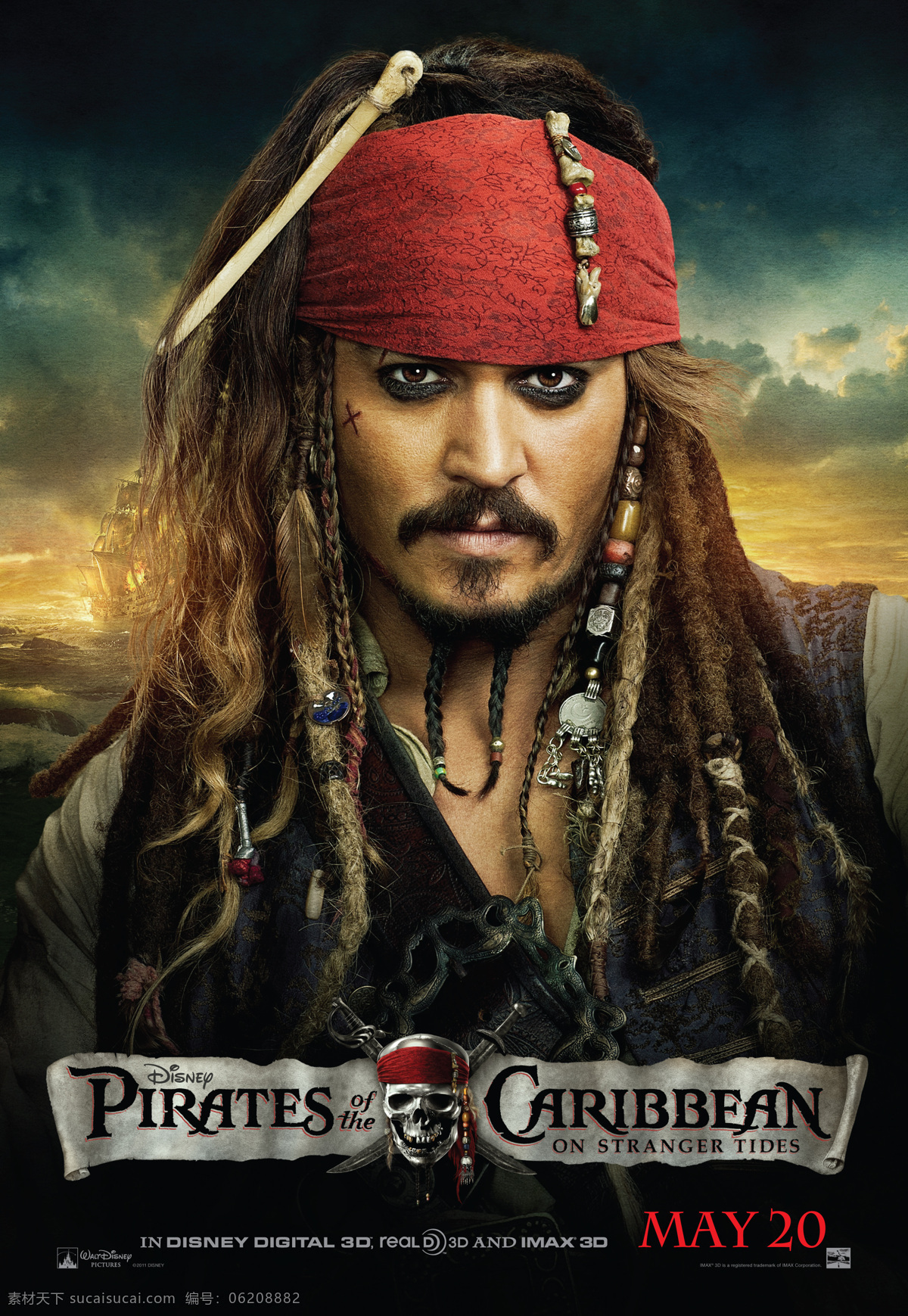 加勒比 海盗 杰克 船长 人像 杰克船长 海报 影视娱乐 文化艺术