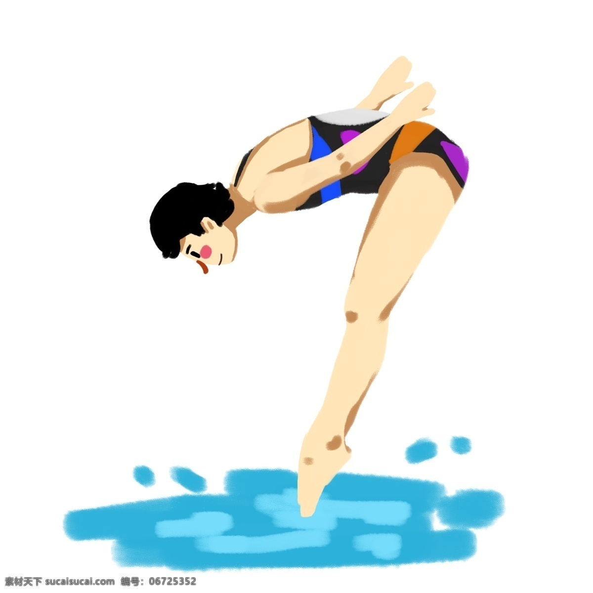 运动会 奥运会 项目 女子 跳水 比赛 奥运项目 跳水比赛 跳水运动员 竞技 体育 体育项目 运动员 手绘卡通 可爱 角色 练习 锻炼 健身 爱好