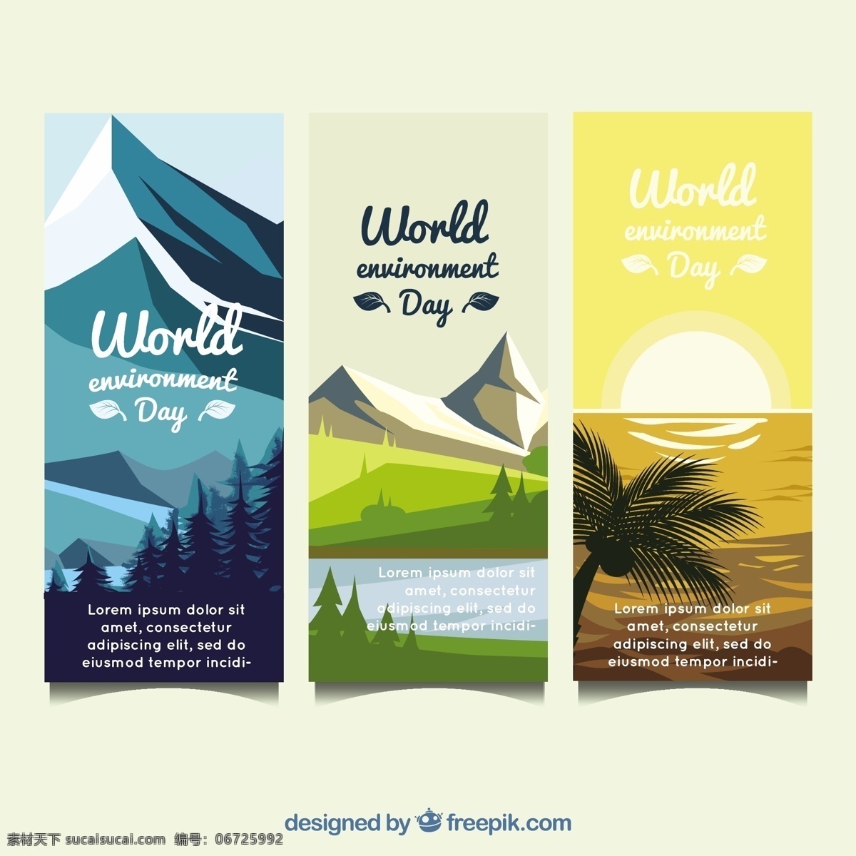 世界环境日 不同 景观 垂直 旗帜 广告 矢量 不同景观 垂直旗帜广告 矢量素材