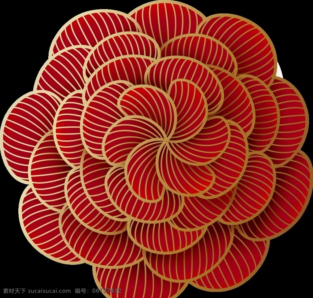 高檔花朵 分層 高清 紅色 金色 春節(jié) 新年