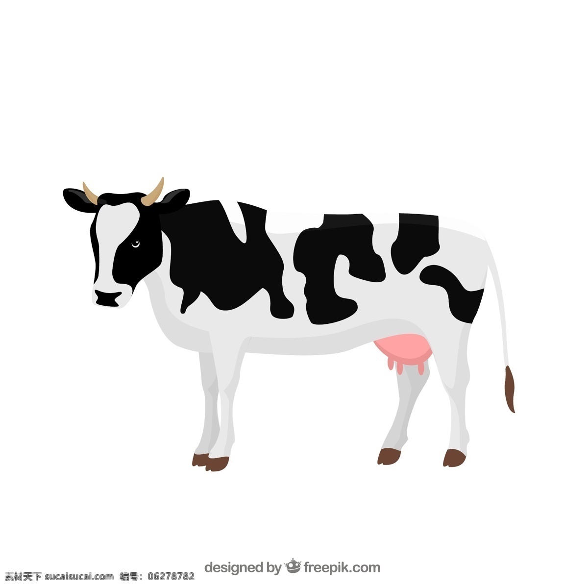 黑白 花纹 奶牛 动物 牛奶 家畜 农场 矢量 高清图片