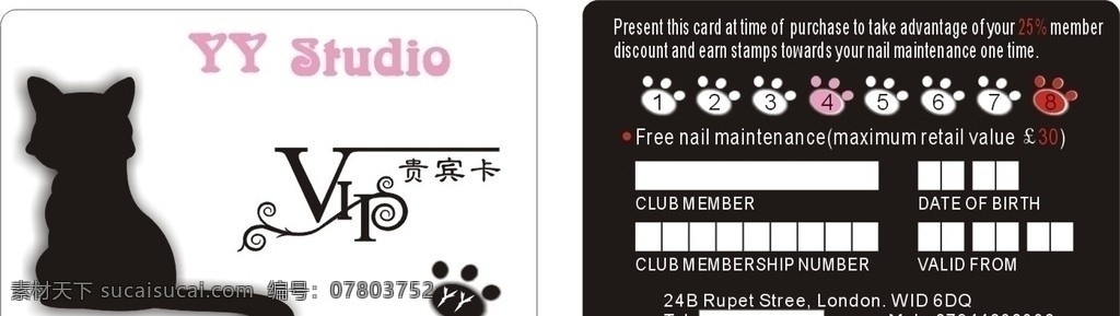 vip會員卡 貓 名片卡片 矢量
