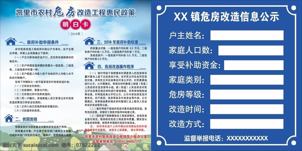 危房改造 危房明白卡 危房改造展板 危房改造宣傳 花邊 邊框 分層