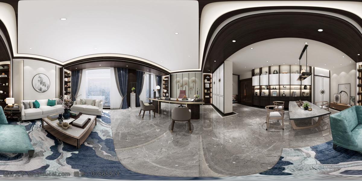 f室内设计 效果图 中式 客厅 室内设计 新中式 360度全景 家装 照片 3d设计