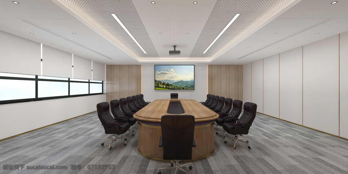 视频 会议室 效果图 现代 办公室 木纹 地胶 3d设计 3d作品
