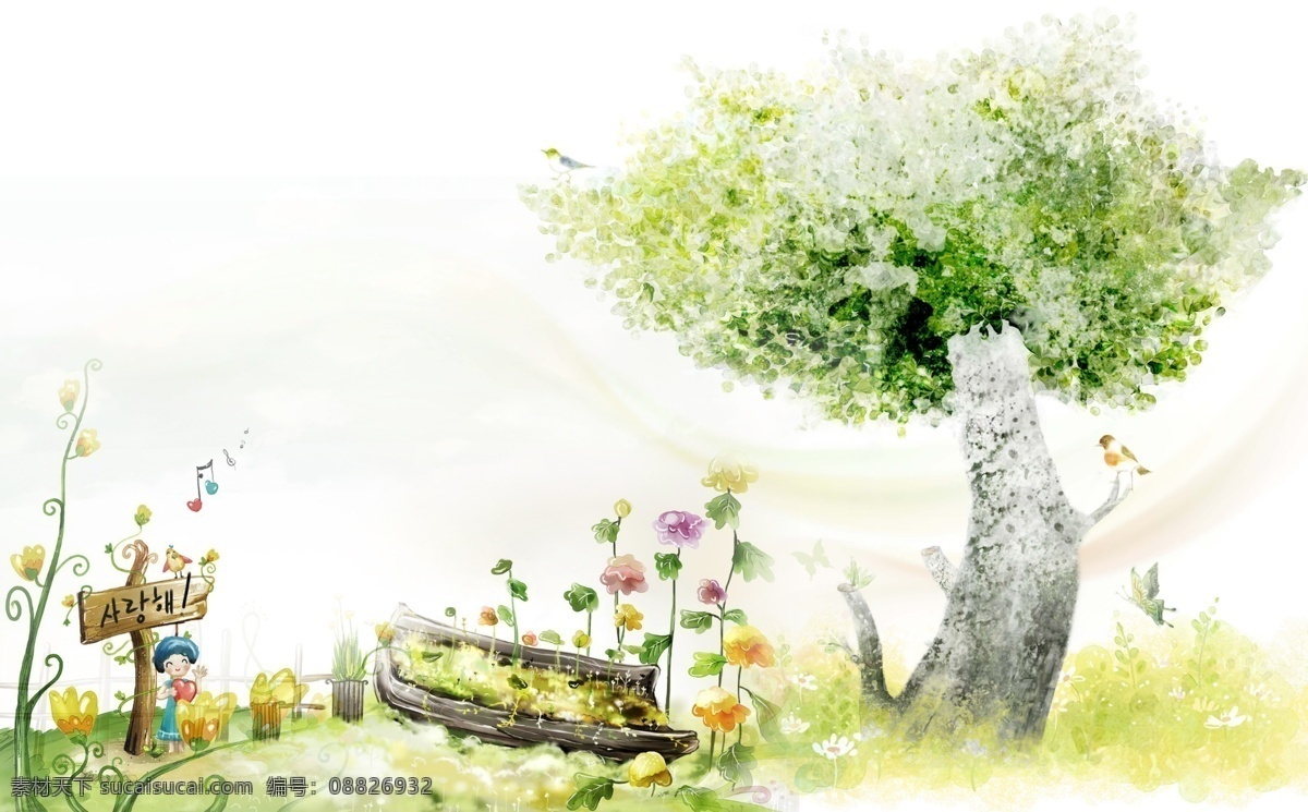 卡通草地 花紋 條紋 花樣 卡通 漫畫 底紋 圖案 背景 夢想世界 夢幻 草地 場景 童話 國外 分層 源文件 白色