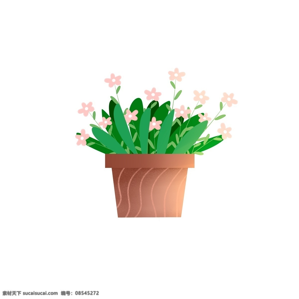 手绘 盆 盆栽 植物 元素 绿色 清新 花盆 鲜花 树叶