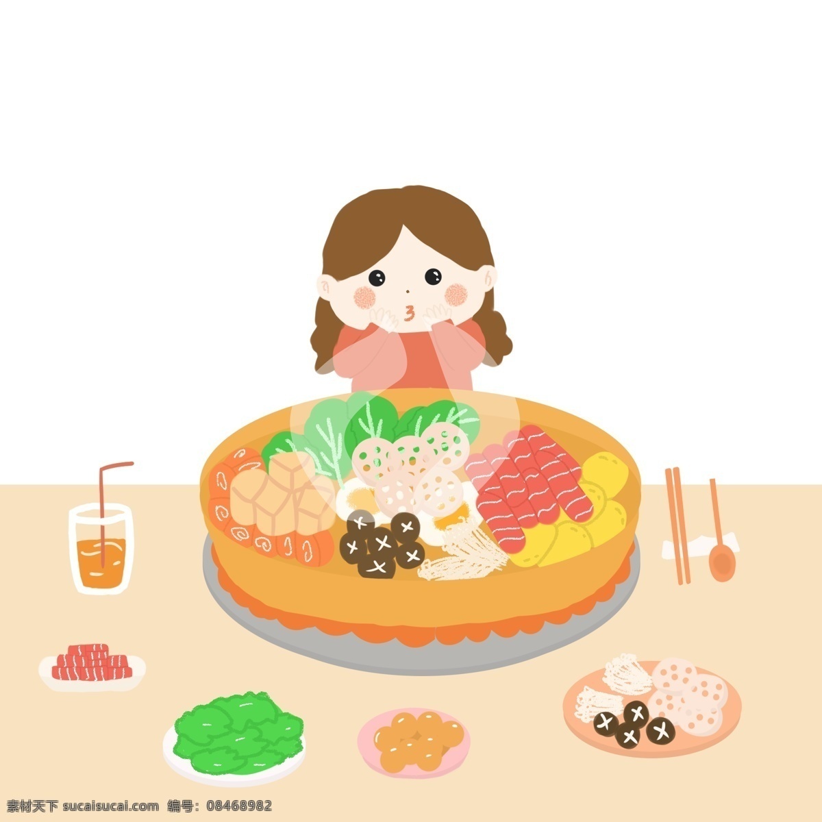 小 清新 吃貨 節(jié) 享受 火鍋 女孩 小清新 美食節(jié) 美食 吃貨節(jié)