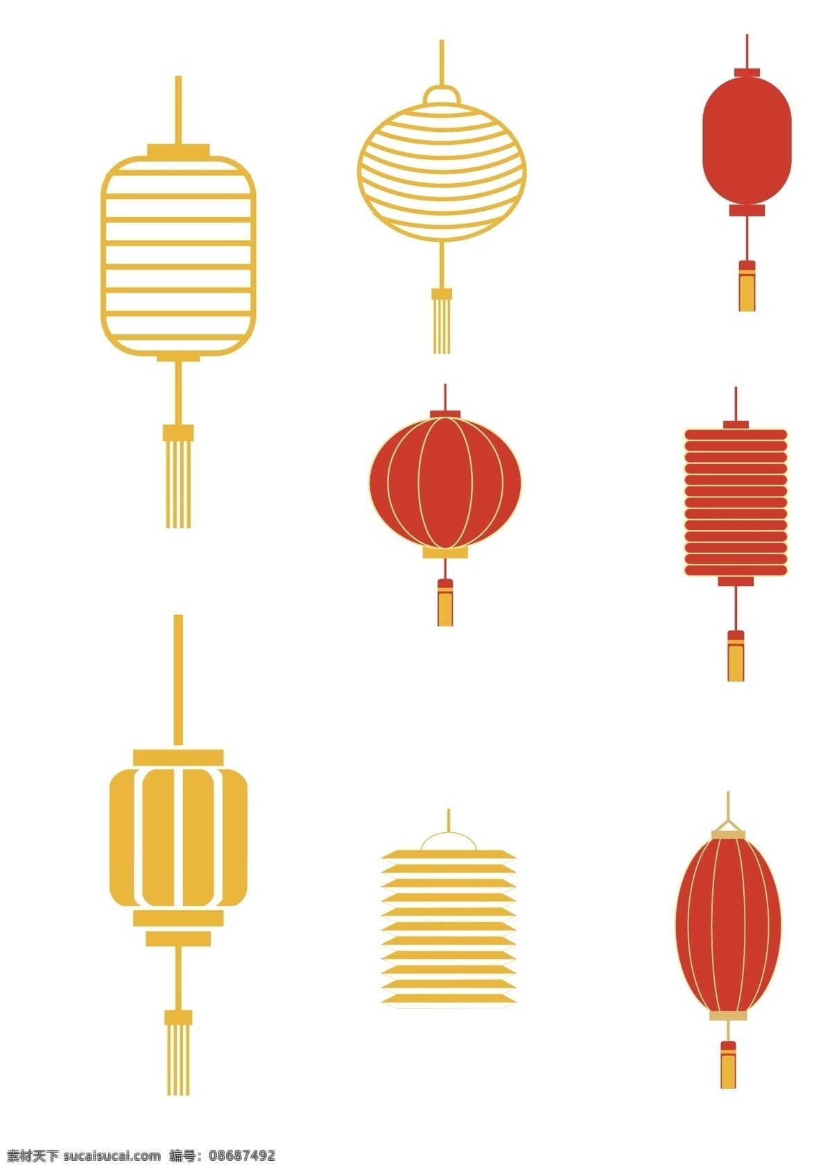 中国 传统 灯笼 矢量 矢量灯笼 中国风 传统风 红灯笼 简版灯笼 元素素材 文化艺术 节日庆祝