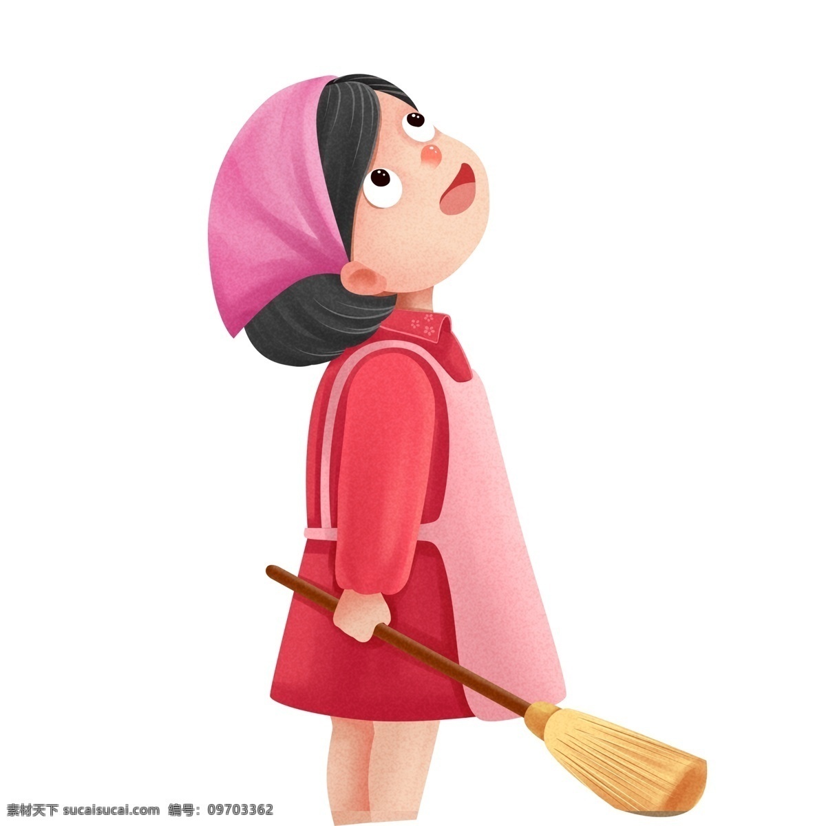 手繪 卡通 可愛(ài) 掃帚 女孩 元素 裝飾圖案 卡通女孩 卡通元素
