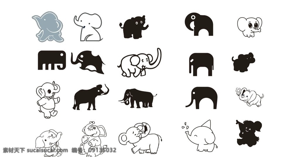 矢量 大象 萌动 物 简笔 多种 矢量l图 萌动物 象 各种动物 门头标识3 标志图标 企业 logo 标志