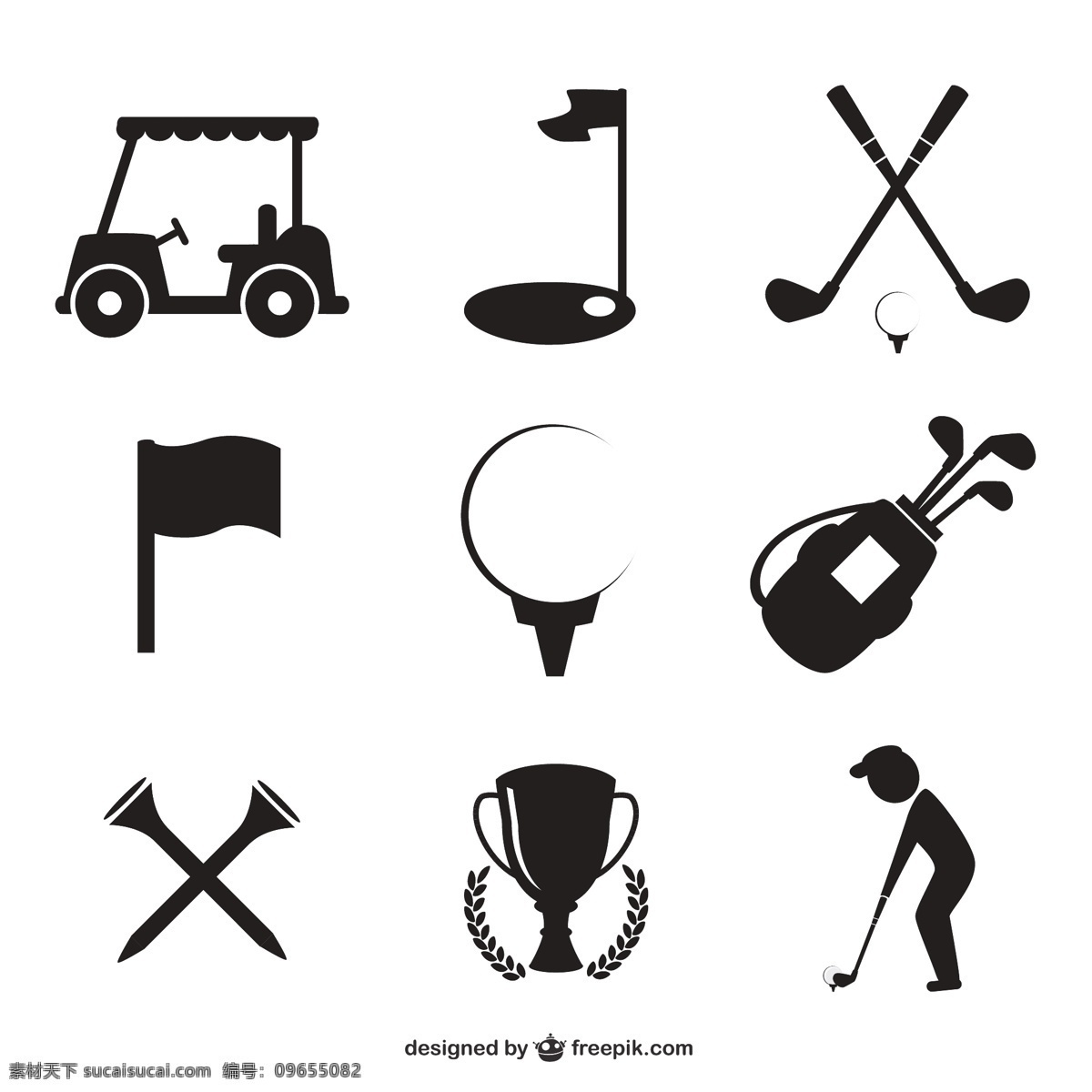 高尔夫 元素 图标 体育运动 高尔夫球杆 俱乐部 球具 矢量 高清图片