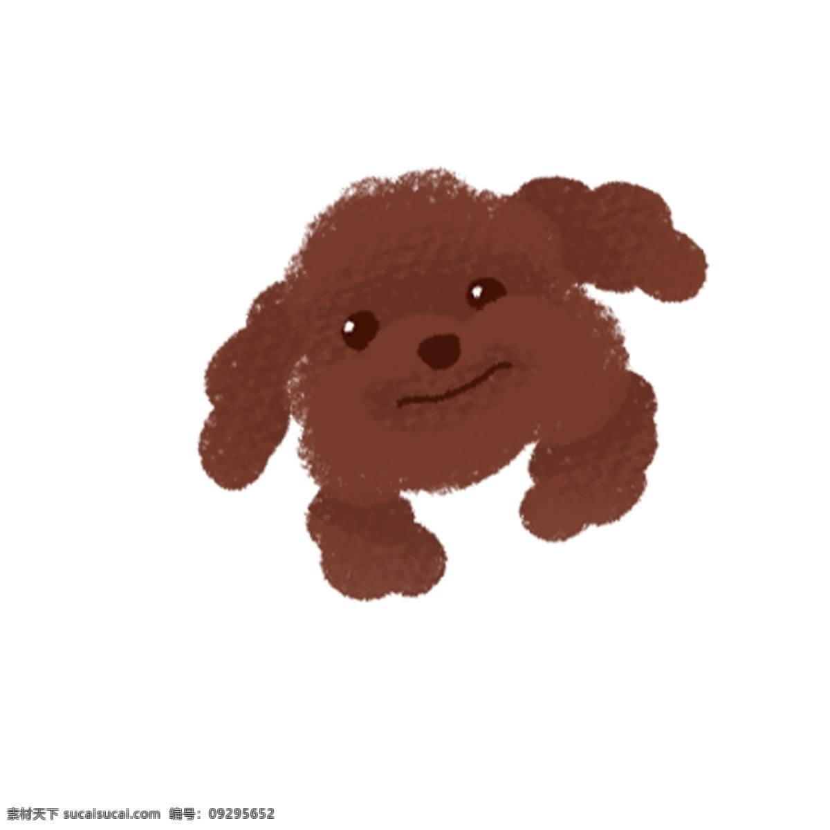 只 棕色 哈巴狗 卡通 元素 可爱 奔跑 小狗 手绘 小动物