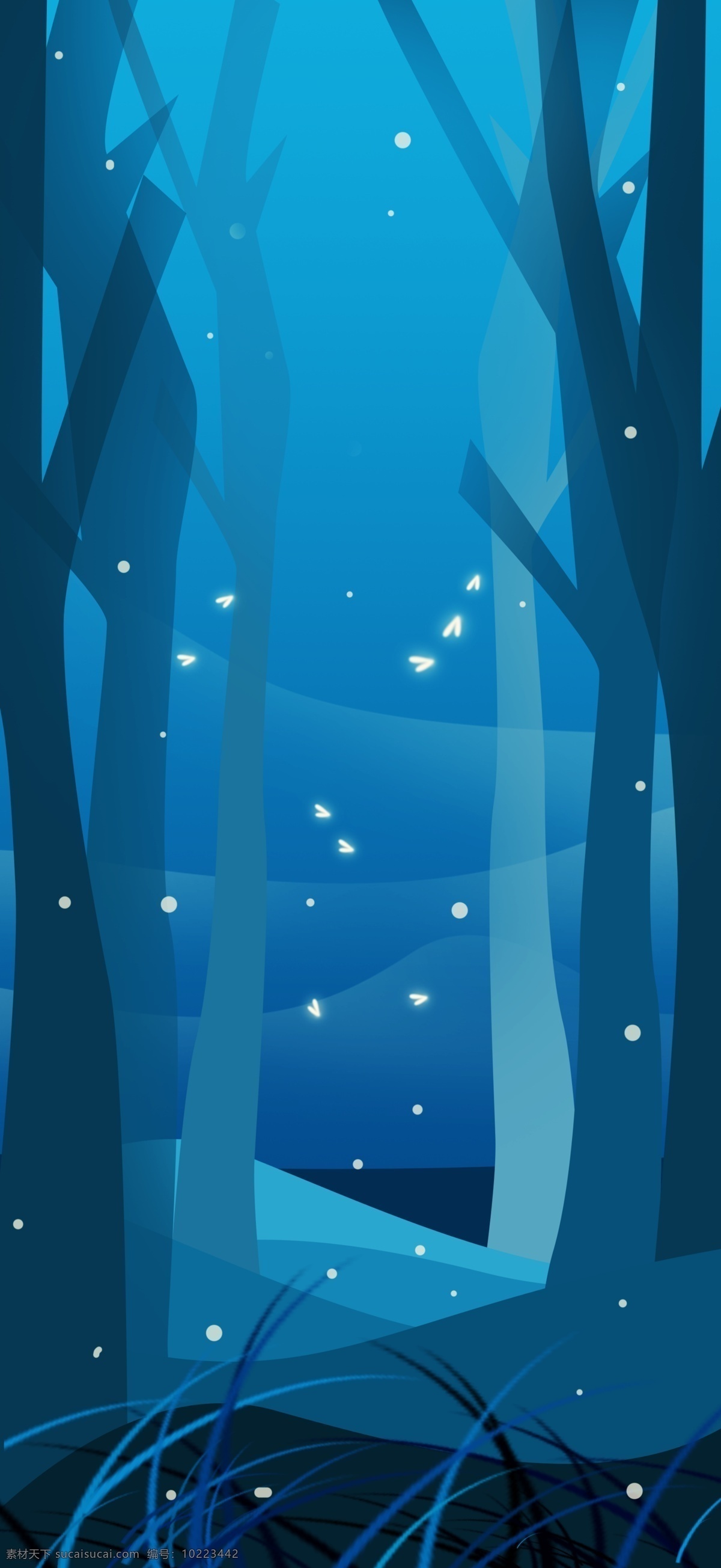 晚安 世界 唯美 树林 插画 背景 晚安世界 唯美背景 树林插画背景 广告背景 手绘背景 卡通背景