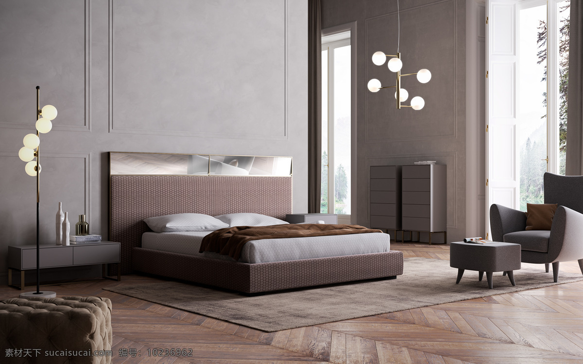卧室 家具 展示 墙纸 墙布 效果图 室内设计 方案 搭配 现代